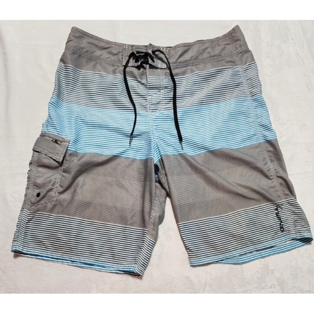 O'Neill‎ Men's Board Shorts, Size 32, Blue Striped Swim Trunks